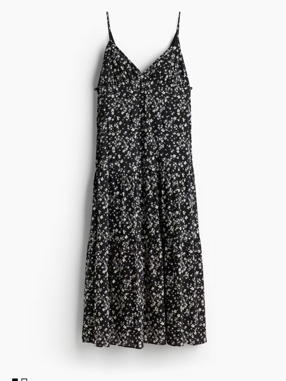 H&M Black Floral Spaghetti-Strap Maxi Dress